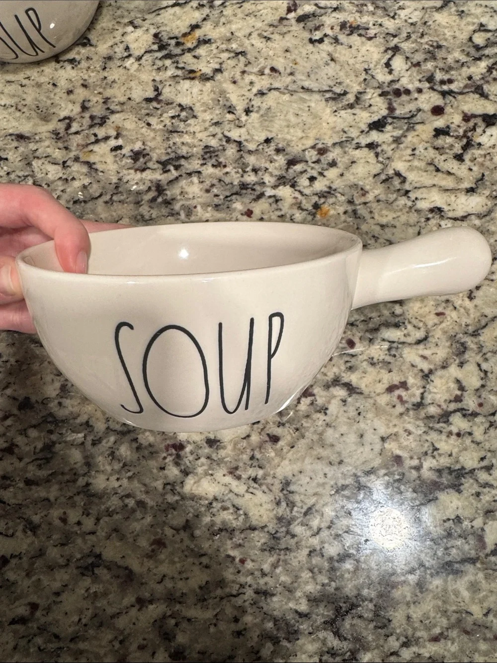 Rae Dunn Cream 'SOUP' Handle Bowl